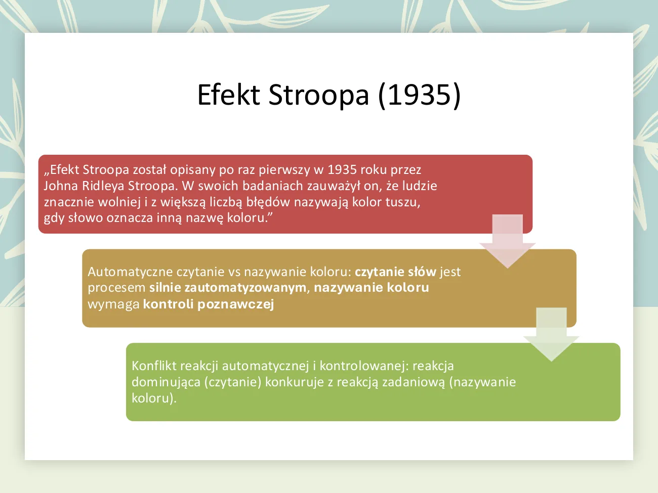 Efekt Stroopa (1935) — mechanizm kaskadowy